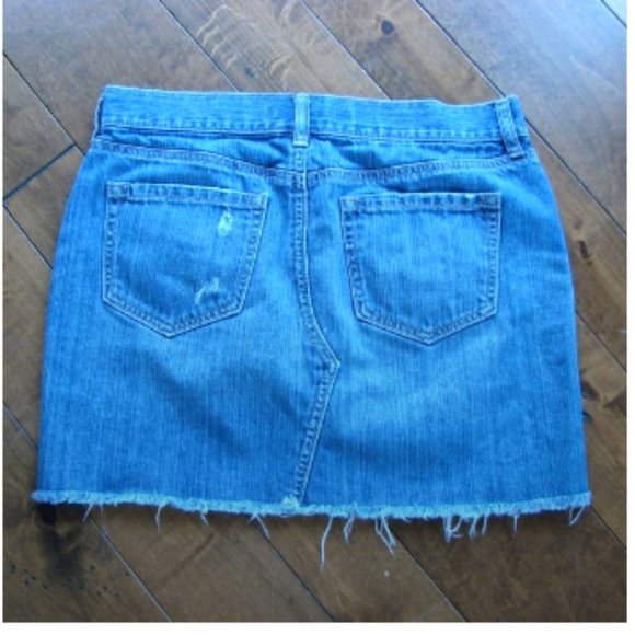Y2K Denim Jean Mini Skirt Denim Distressed Frayed Raw Hem Size 6 - Picture 6 of 8